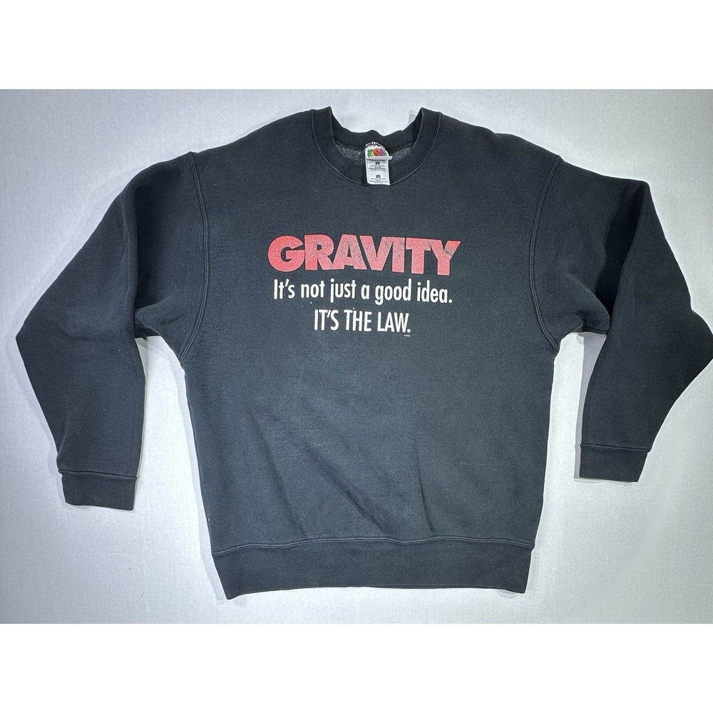 Vintage Gravity Sweatshirt Black Crewneck 90s Fruit of the Loom Large 22x25